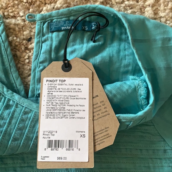 Boho Hippie Aqua Prana Top - Picture 3 of 4